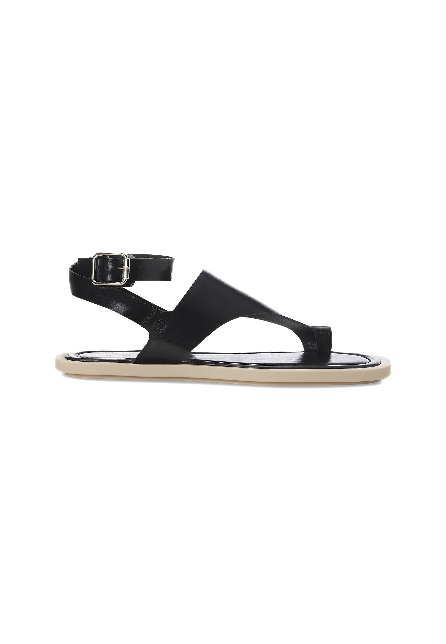 Elegant Mangará Paineira Toe-Ring Sandals made of high-quality leather with a unique toe-ring design and adjustable ankle strap.